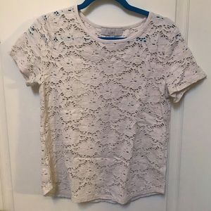 Cream lace crochet LOFT shirt size L